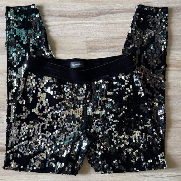 Midrise Express velvet sequin leggings - Picture 3 of 5